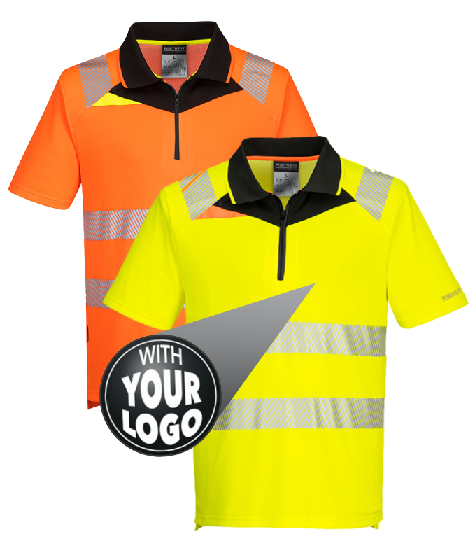 Portwest DX412 Hi Vis Polo Shirt S/S with FREE printed logo! HOT ONLINE DEAL!